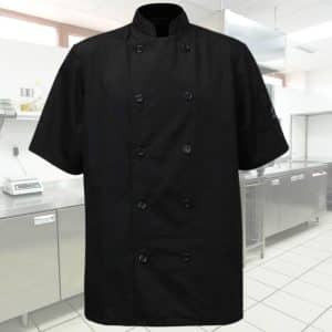 Veste Cuisinier Trendy noire manches courtes unisexe