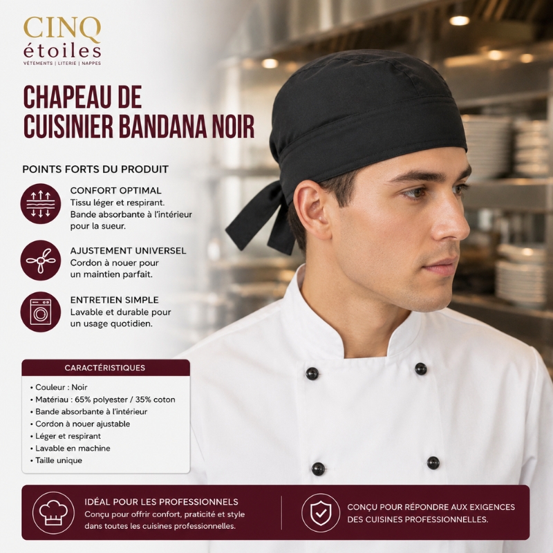 Chapeau Bandana de cuisinier