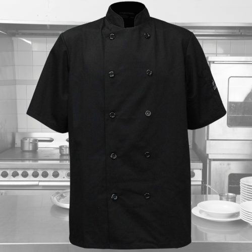 veste cuisinier manches courtes noire