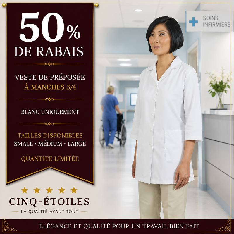 Veste de Préposée à Manches 3/4 - 50% de rabais