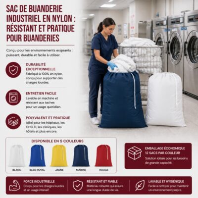 Sac de Buanderie Industriel en Nylon : Résistant et Pratique pour Buanderies!