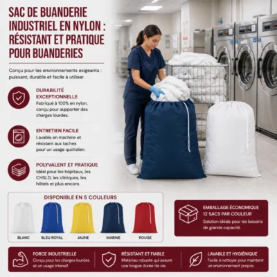 Sac de Buanderie Industriel en Nylon : Résistant et Pratique pour Buanderies!
