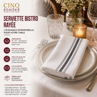 Serviette Bistro Rayée : L'Élégance Intemporelle pour Votre Table
