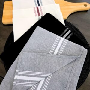 Serviette bistro grise rayée blanche