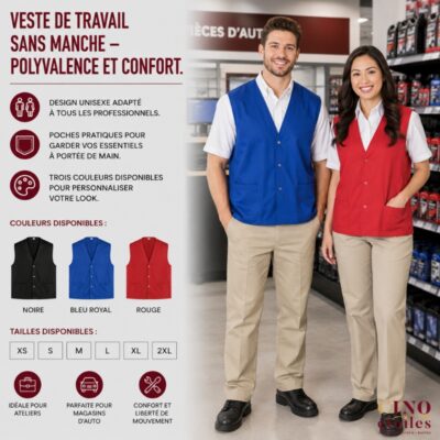 Veste de Travail sans Manche - Polyvalence et Confort