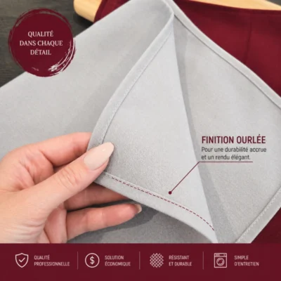 Serviette de table professionnelle et économique, finition ourlée.