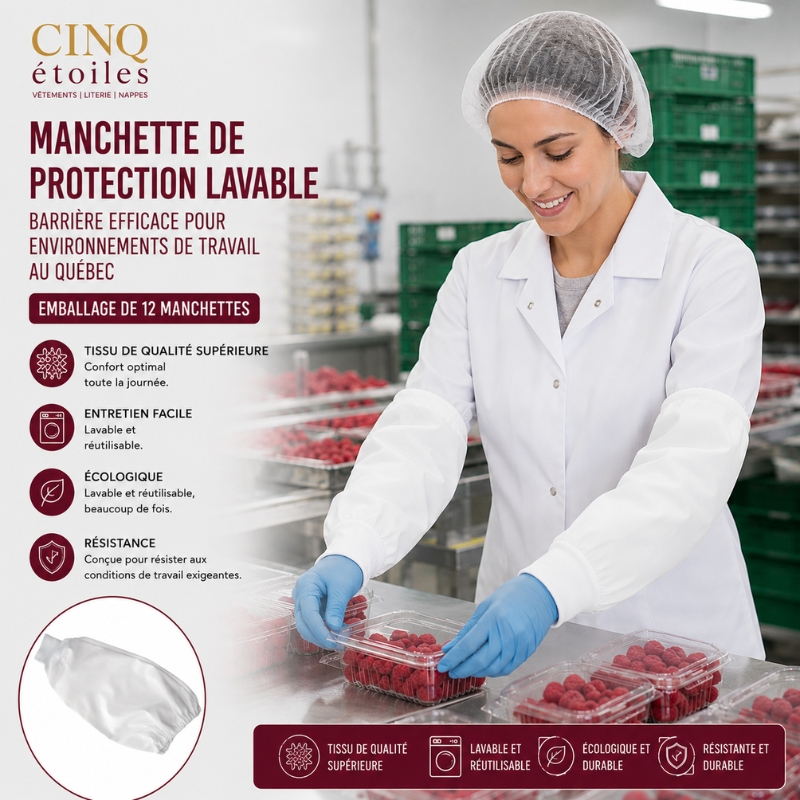 Manchette de Protection Lavable : Barrière efficace pour environnements de travail au Québec.