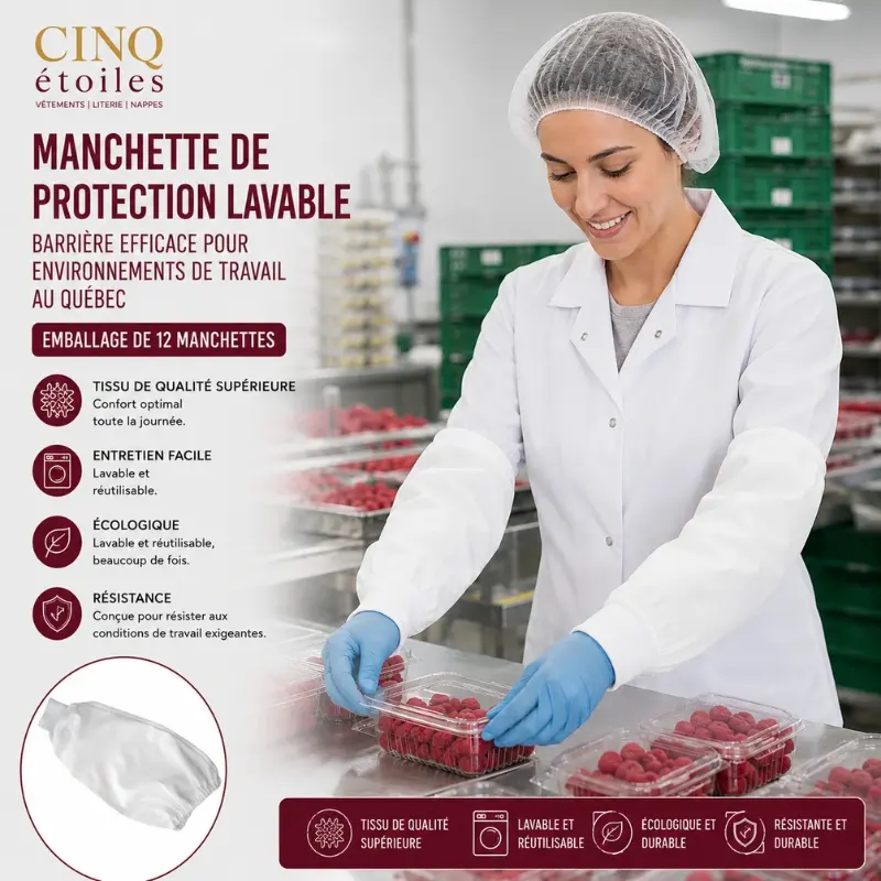 Manchette de Protection Lavable : Barrière efficace pour environnements de travail au Québec.