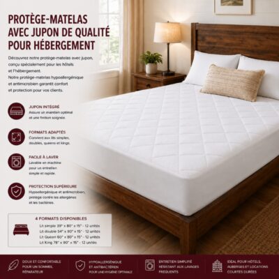 Protège-Matelas avec Jupon de Qualité pour Hébergement