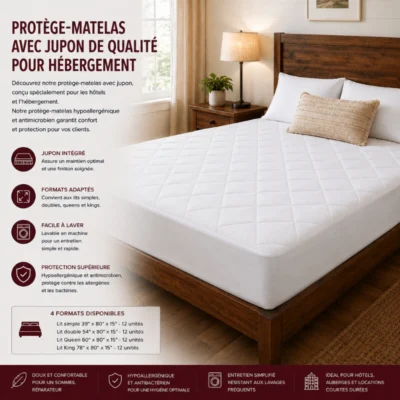 Protège-Matelas avec Jupon de Qualité pour Hébergement