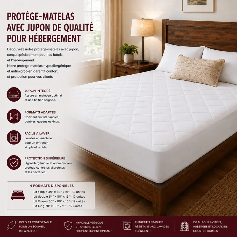 Protège-Matelas avec Jupon de Qualité pour Hébergement
