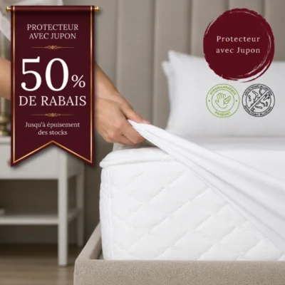 Protecteur de Matelas Hypoallergénique avec Jupon : 50% de rabais