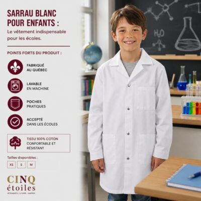 Sarrau Blanc pour Enfants : Le Vêtement Indispensable pour les écoles