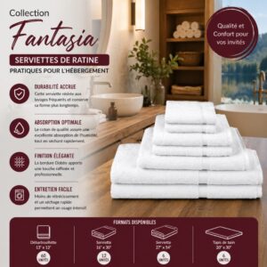 Collection Fantasia : Serviettes de Ratine Pratiques pour l'Hébergement