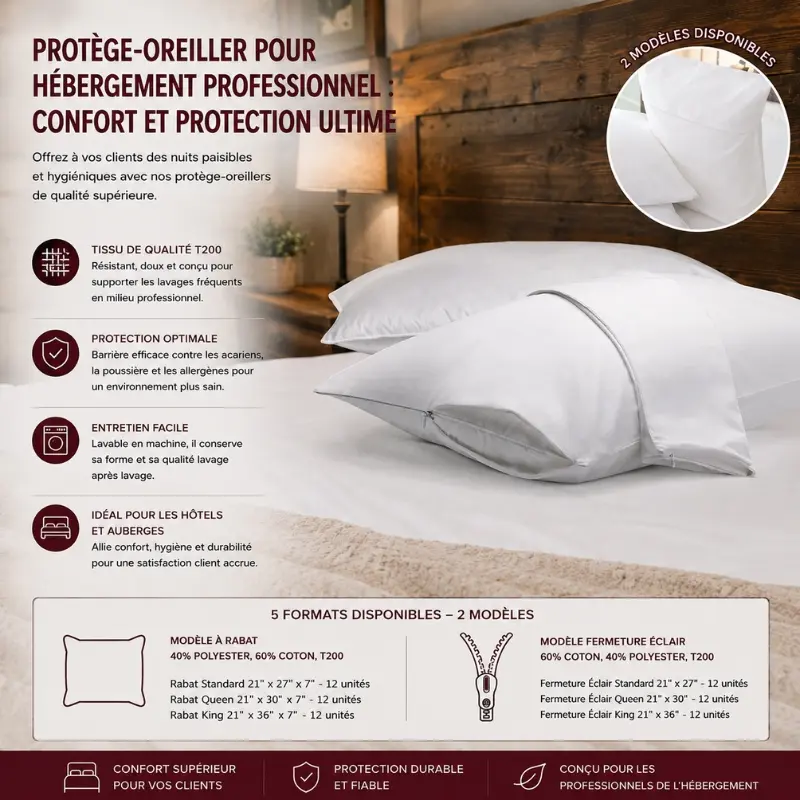 Protège-oreiller pour Hébergement Professionnel : Confort et Protection Ultime