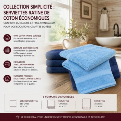 Collection Simplicité : Serviettes Ratine de Coton Économiques