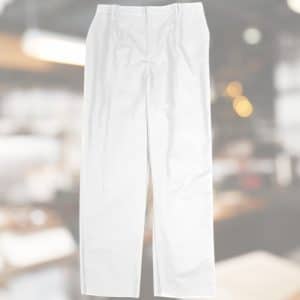 Pantalon cuisinier blanc Femme bouton dôme