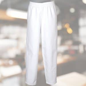 Pantalon cuisinier blanc taille élastique