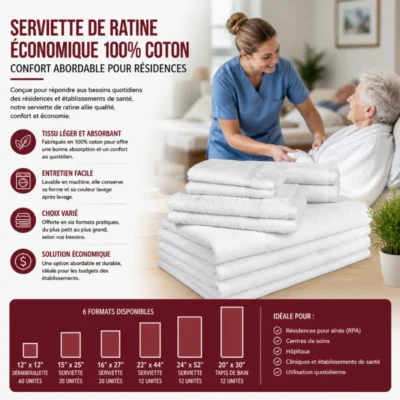 Serviette de Ratine Économique 100% Coton : Confort Abordable pour Résidences