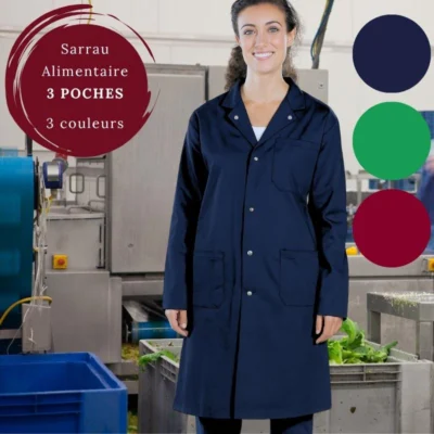 Sarrau Alimentaire Long à 3 Poches – Praticité et Protection