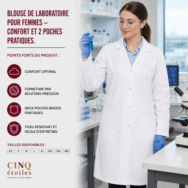 Blouse de Laboratoire pour Femmes - Confort et 2 Poches Pratiques