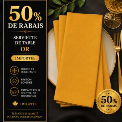 Lot de 11 serviettes de table importées couleur or -50% de rabais
