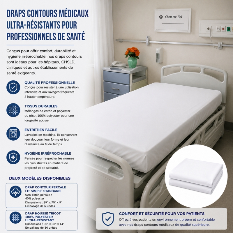 Draps Contours Médicaux Ultra-Résistants pour Professionnels de Santé