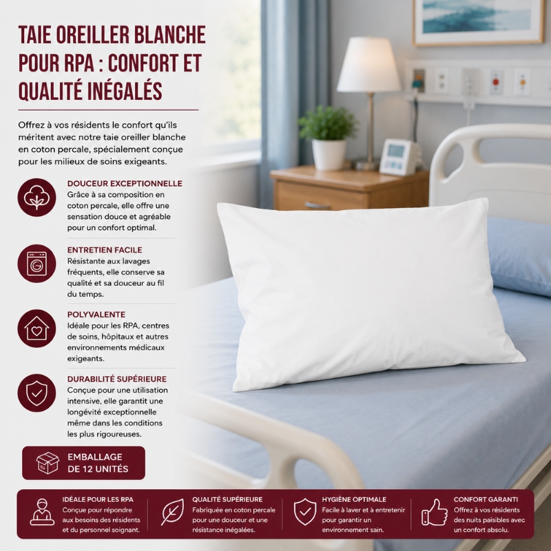 Taie Oreiller Blanche pour RPA : Confort et Qualité Inégalés