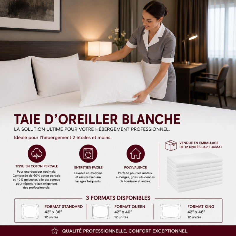 Taie d'oreiller blanche : La solution ultime pour votre hébergement professionnel