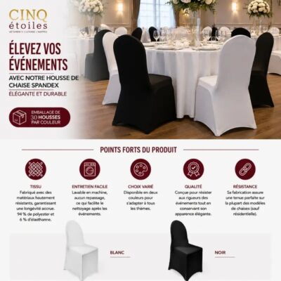 Élevez Vos Événements avec notre Housse de Chaise Spandex Élégante et Durable