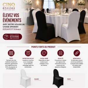 Élevez Vos Événements avec notre Housse de Chaise Spandex Élégante et Durable