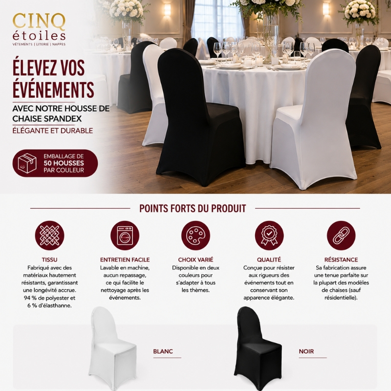 Élevez Vos Événements avec notre Housse de Chaise Spandex Élégante et Durable