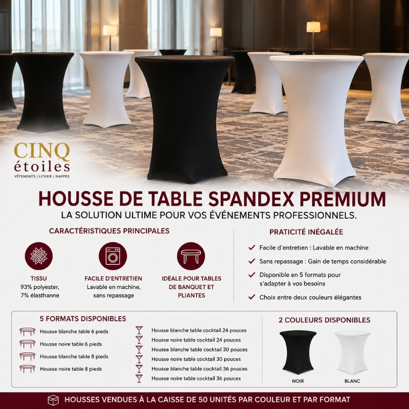 Housse de Table Spandex Premium : La Solution Ultime pour Vos Événements Professionnels