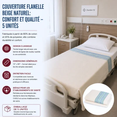 Couverture Flanelle Beige Naturel: Confort et Qualité - 5 unités