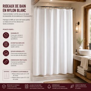 Rideaux de bain en Nylon blanc :Transformez votre salle de bain de manière économique et élégante !