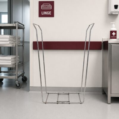 Support pour sac de buanderie en métal brute sans roulettes
