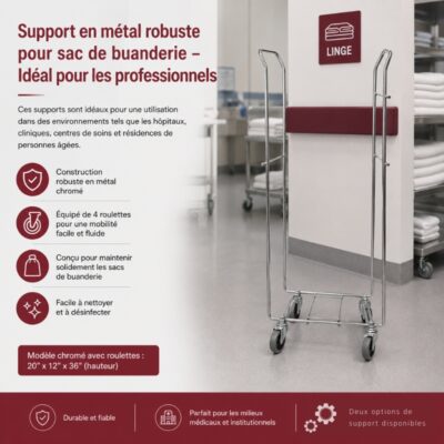 Support en métal robuste pour sac de buanderie - Idéal pour les professionnels !
