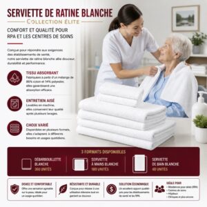Serviette de Ratine Blanche : Qualité pour RPA et Centres de Soins au Québec