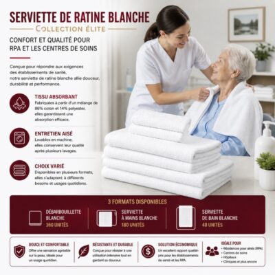 Serviette de Ratine Blanche : Qualité pour RPA et Centres de Soins au Québec