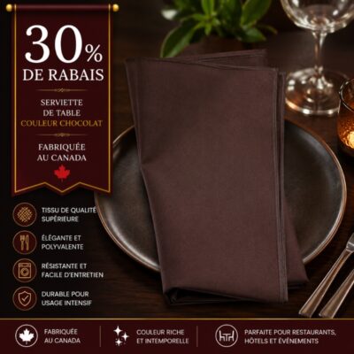 Lot de 10 serviettes Visa couleur Chocolat fabriquées au Canada -30% de Rabais