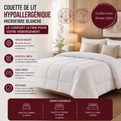 Couette de lit Hypoallergénique Microfibre Blanche: Le Confort Ultime pour Votre Hébergement