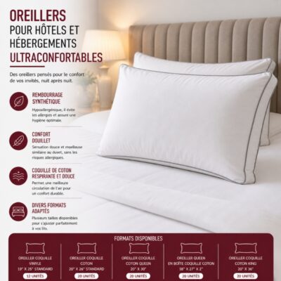 Oreillers pour Hôtels et Hébergements Ultraconfortables