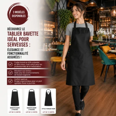 Découvrez le Tablier Bavette Idéal pour Serveuses : Élégance et Fonctionnalité Assurées !