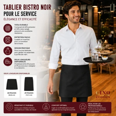Tablier Bistro Noir pour le Service : Élégance et Efficacité