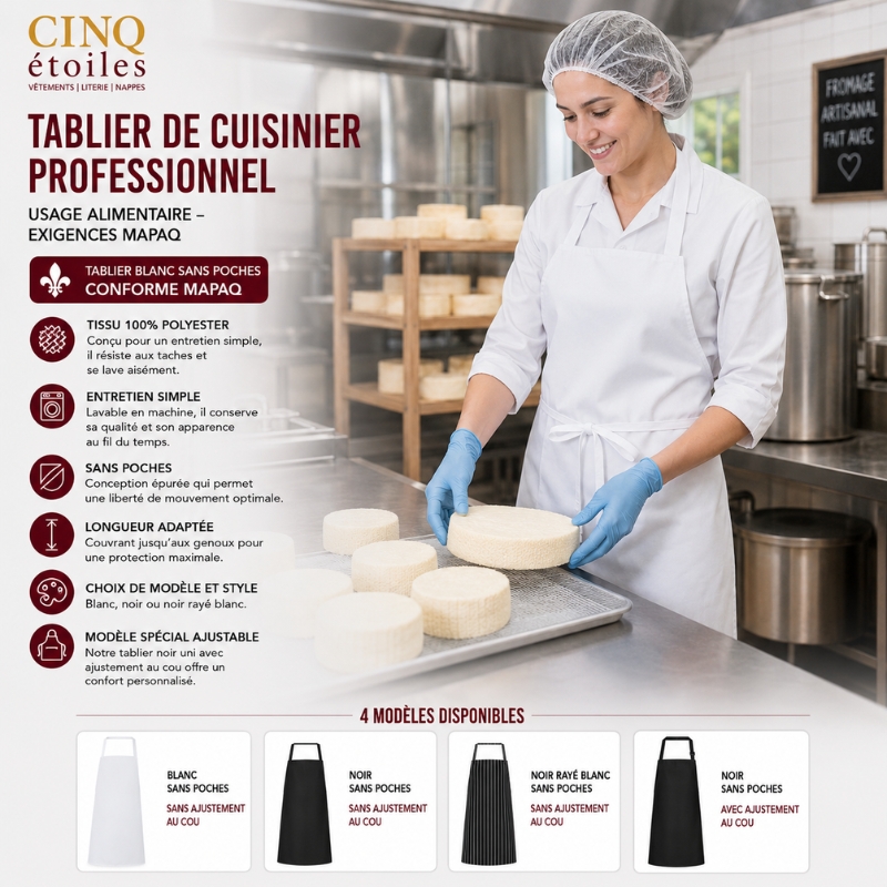 Tablier de Cuisinier Professionnel : Usage alimentaire – exigences MAPAQ