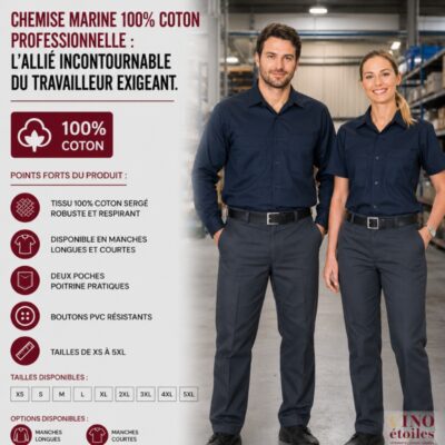 Chemise Marine 100% Coton Professionnelle : L'Allié Incontournable du Travailleur Exigeant