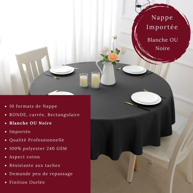 Nappe Blanche ou Noire pour Restaurants: Importée et Professionnelle
