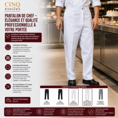 Pantalon de Chef – Élégance et Qualité Professionnelle à Votre Portée