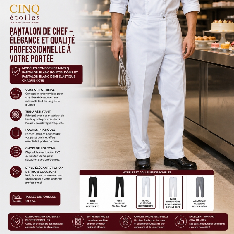 Pantalon de Chef – Élégance et Qualité Professionnelle à Votre Portée