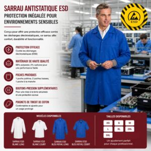 Sarrau Antistatique ESD : Atelier électronique et laboratoire au Québec